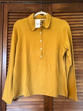 BNWT Sutton Studio Cashmere Collared Maize Yellow Sweater size 2X